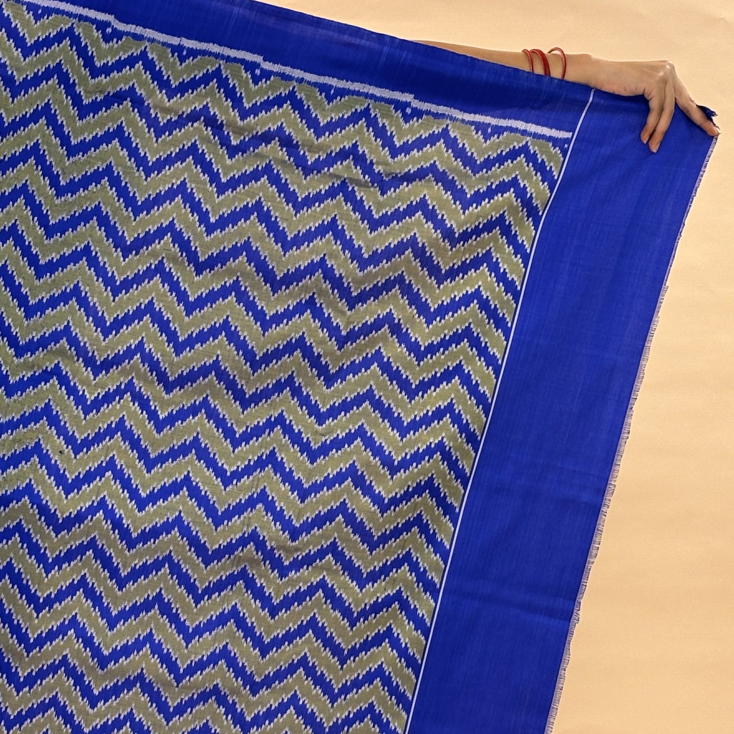 Bibhu Mohapatra Copper Blue & Olive Green Mulberry Silk Gujarat Ikat Saree