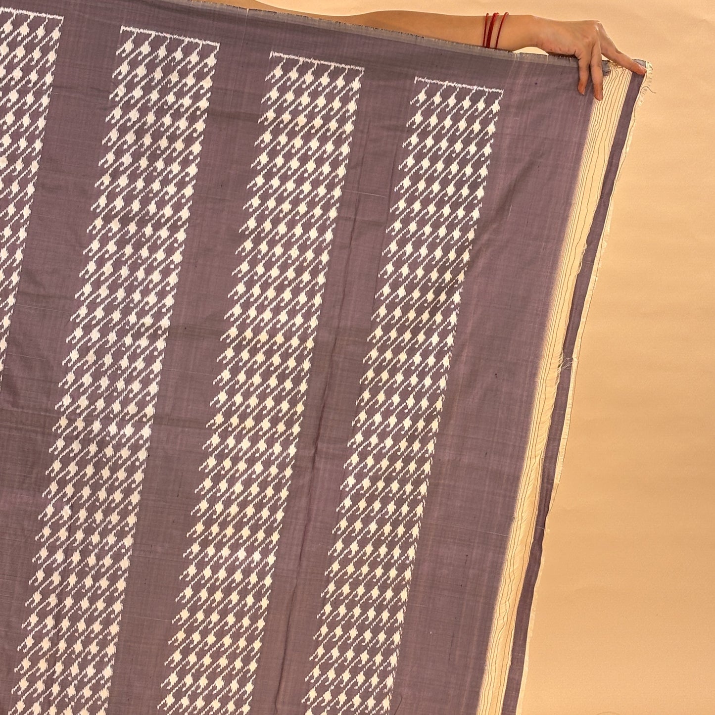 Bibhu Mohapatra Greyish-Purple & Ivory Mulberry Silk Pochampally Ikat Saree
