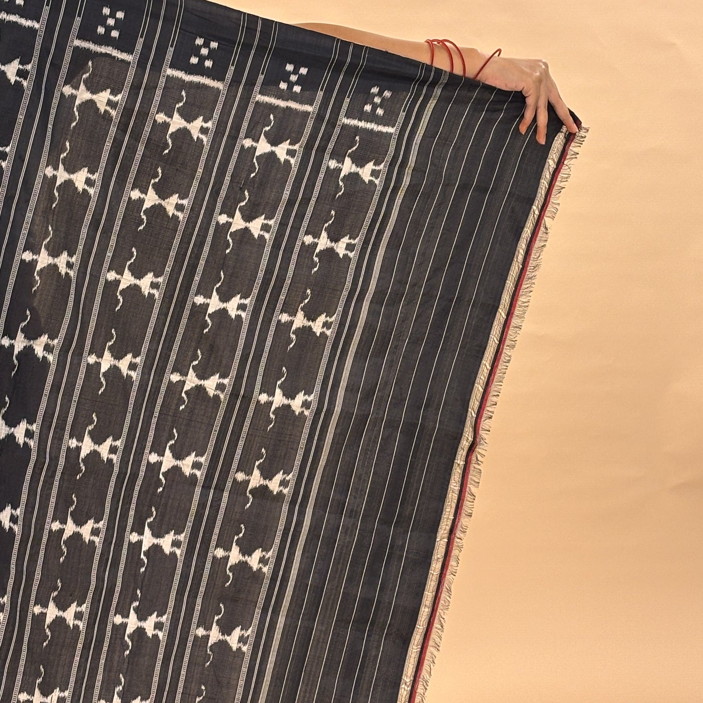 Black Mulberry Silk Sambalpuri Ikat Saree