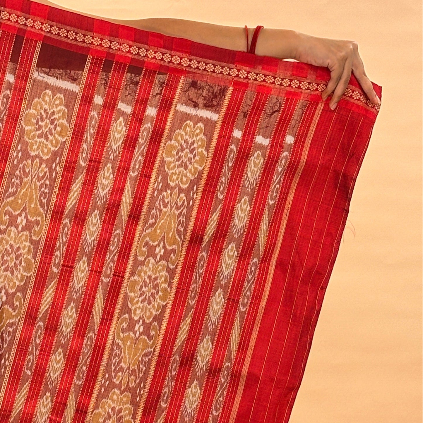 Black & Red Mulberry Silk Odisha Ikat Saree