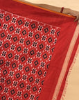 Red & White Mulberry Silk Pochampally Double Warp Ikat Saree