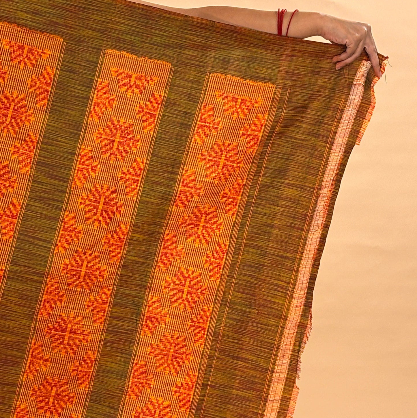 Mustard Yellow Mulberry Silk Uzbek-Style Double Warp Ikat Saree