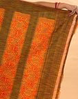 Mustard Yellow Mulberry Silk Uzbek-Style Double Warp Ikat Saree