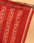 Grey & Red Mulberry Silk Pochampally Ikat Saree