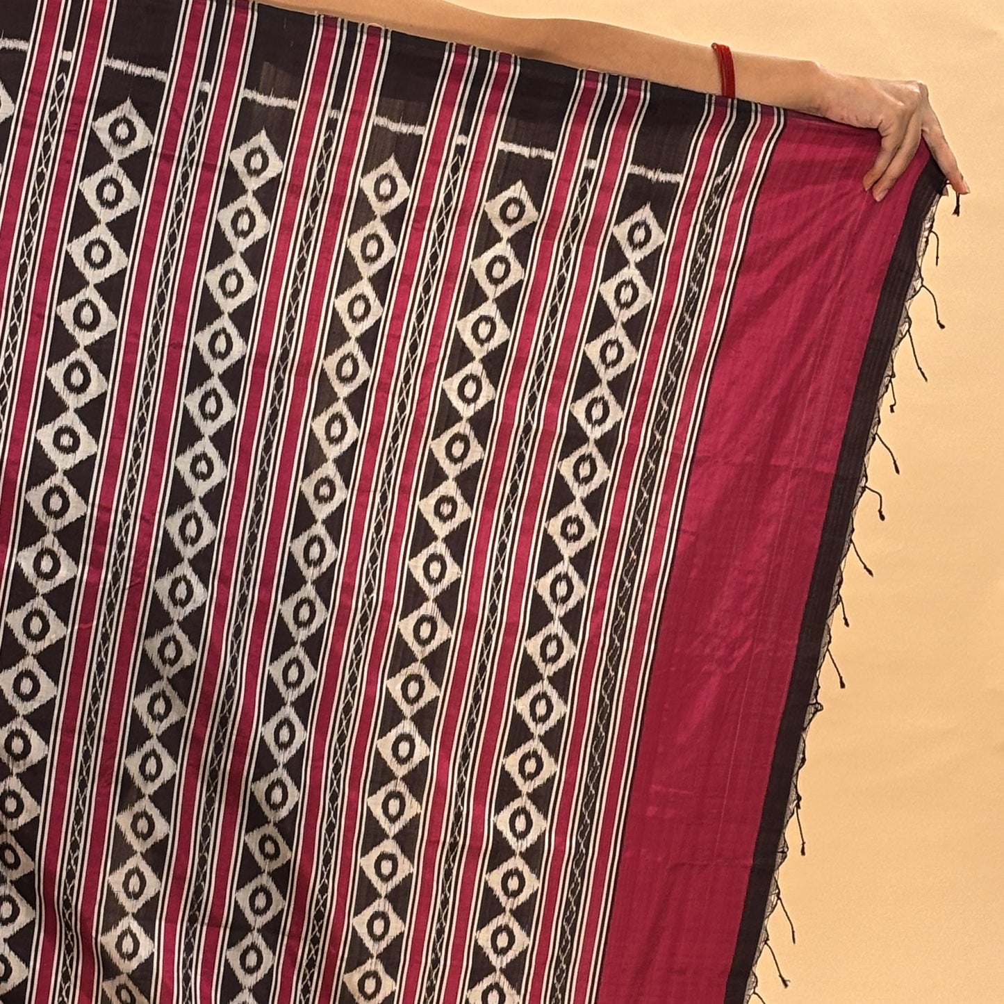 Magenta & Brown Mulberry Silk Odisha Ikat Saree