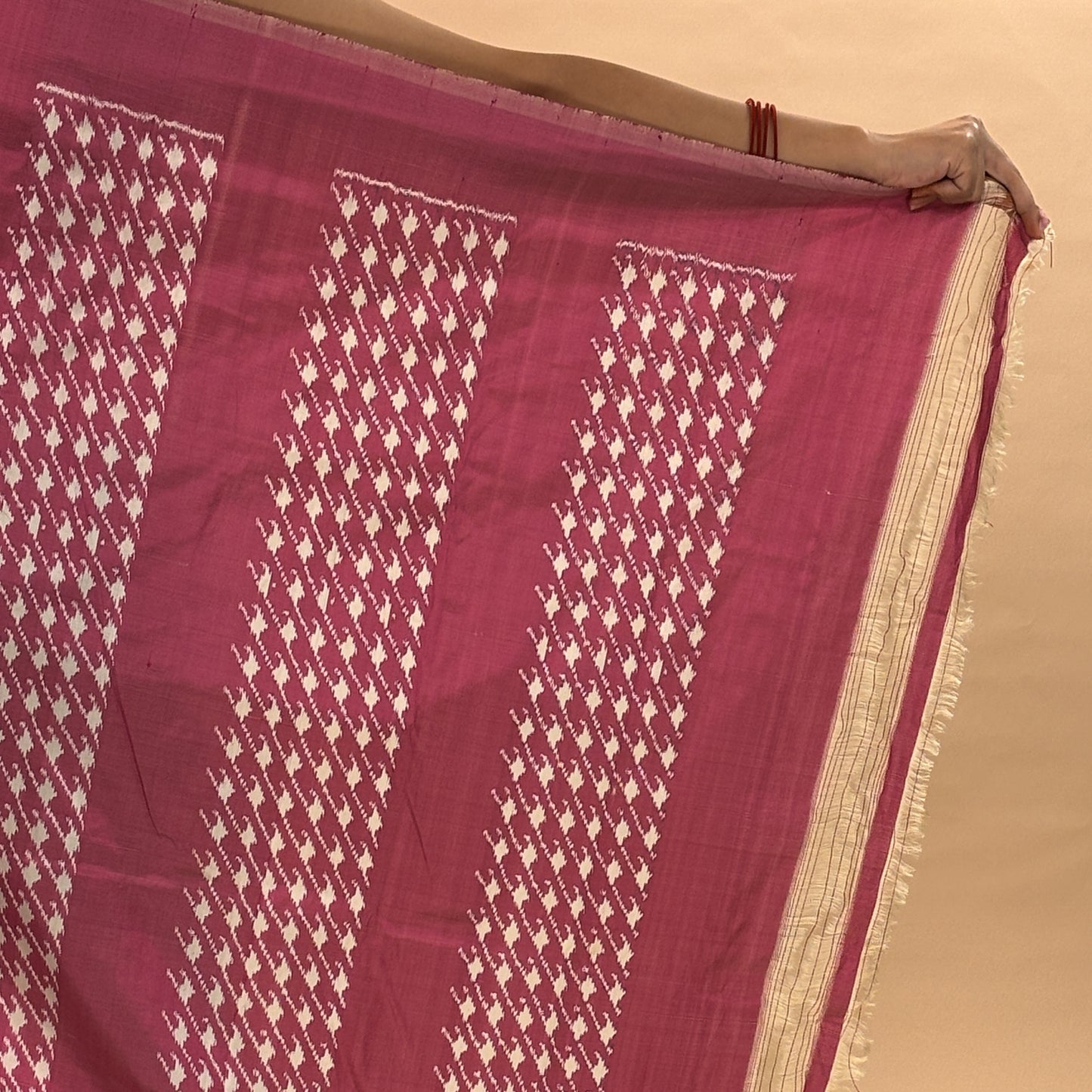 Bibhu Mohapatra Pink & White Mulberry Silk Pochampally Ikat Saree