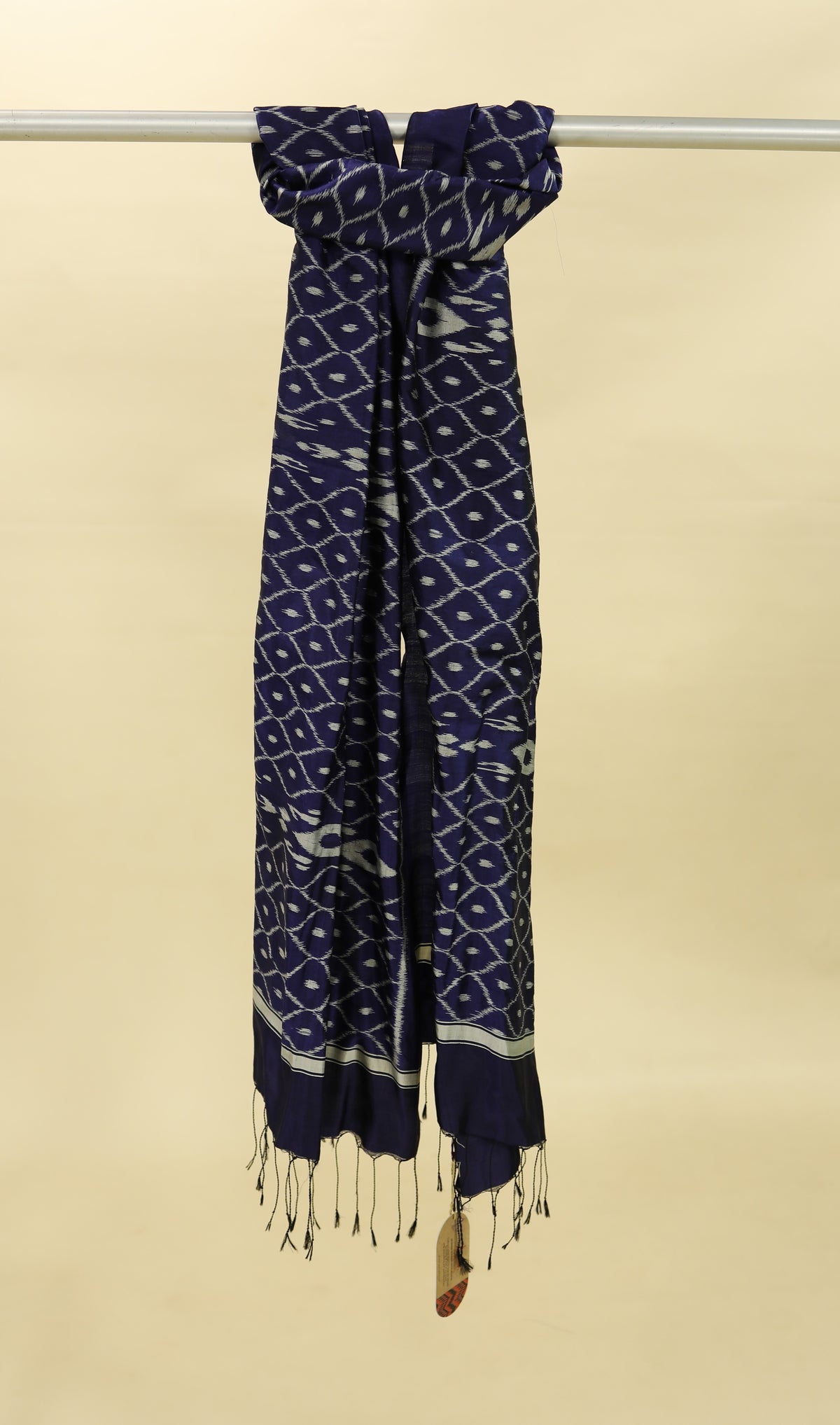 Royal Blue & Cream Mulberry Silk Odisha Ikat Stole