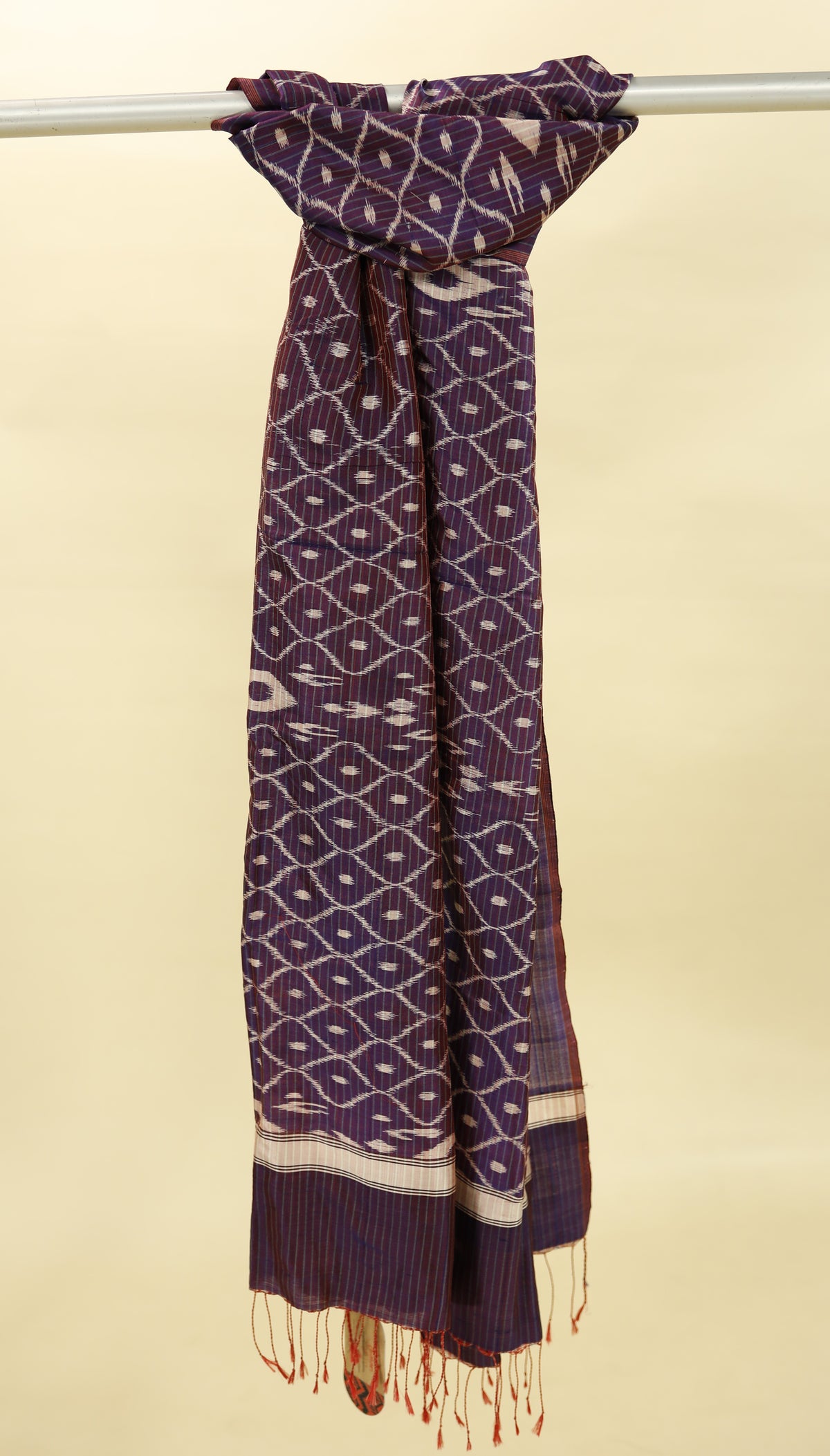 Purple & Cream Mulberry Silk Odisha Ikat Stole