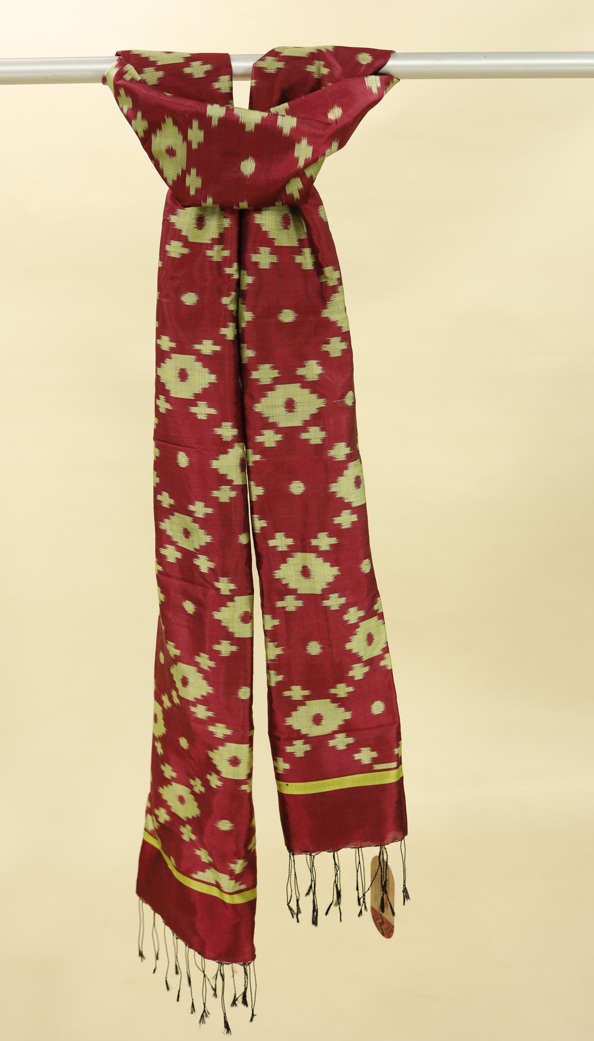 Magenta Pink Mulberry Silk Odisha Ikat Stole