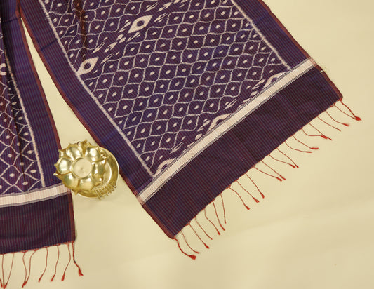 Purple & Cream Mulberry Silk Odisha Ikat Stole