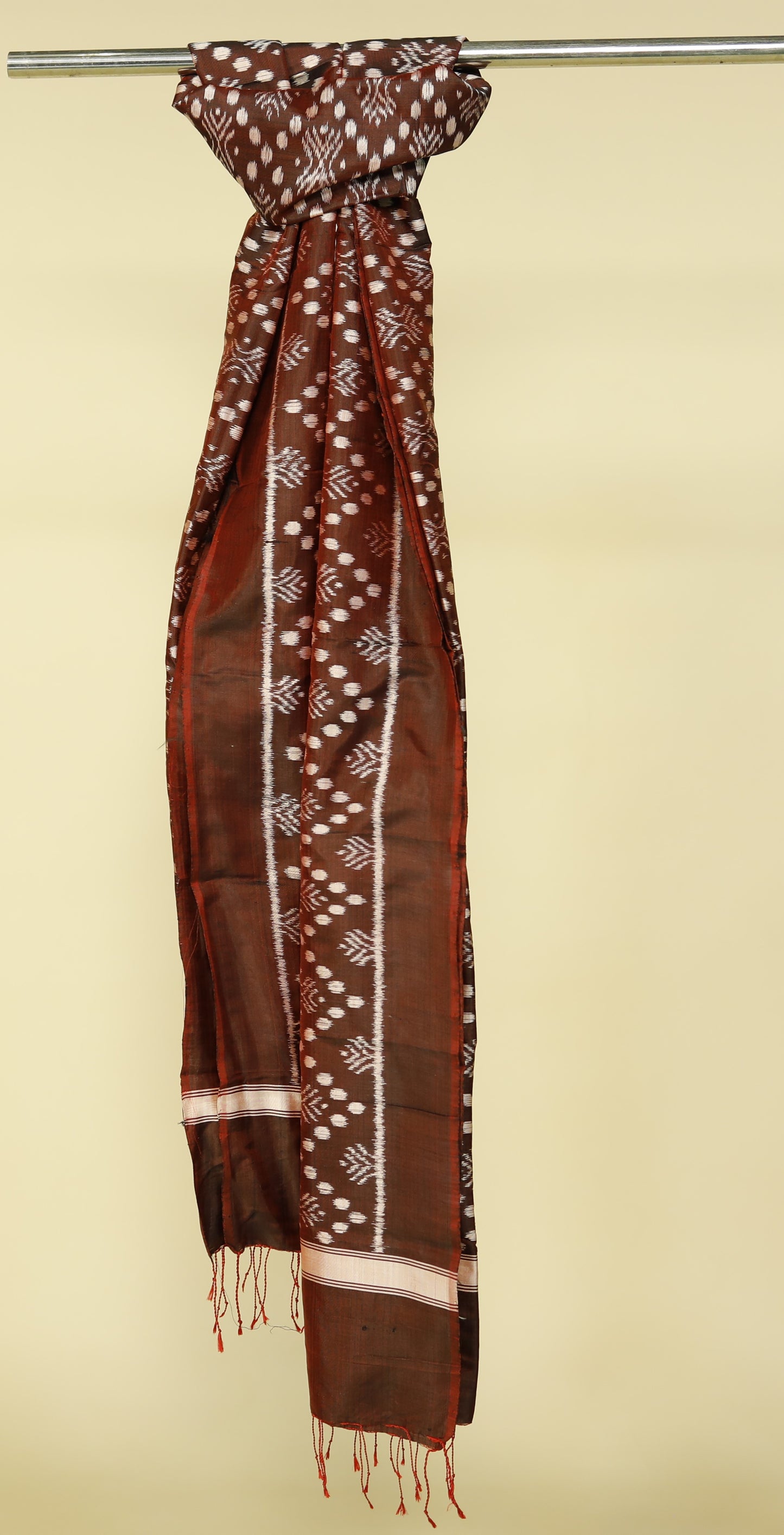 Maroon Mulberry Silk Odisha Ikat Stole