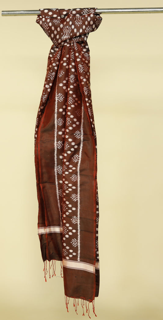Maroon Mulberry Silk Odisha Ikat Stole