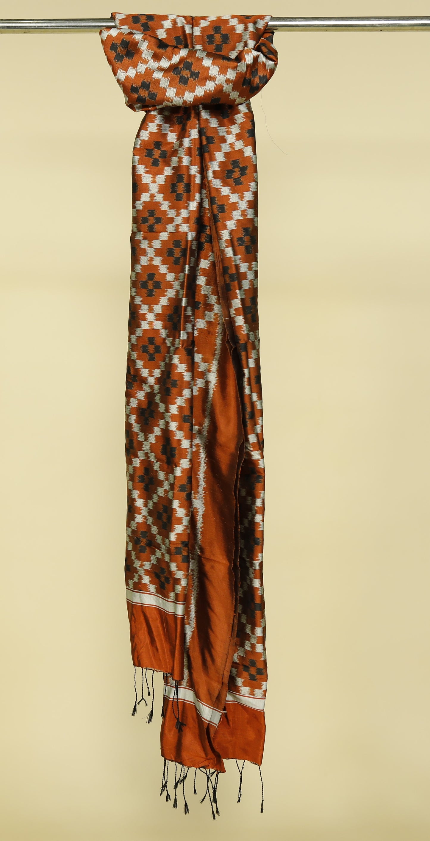 Rust Orange Mulberry Silk Odisha Ikat Stole