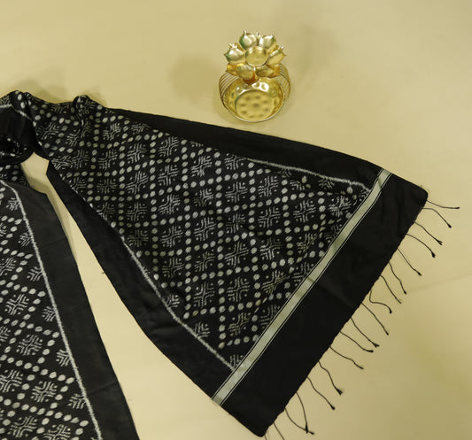 Black Mulberry Silk Odisha Ikat Stole