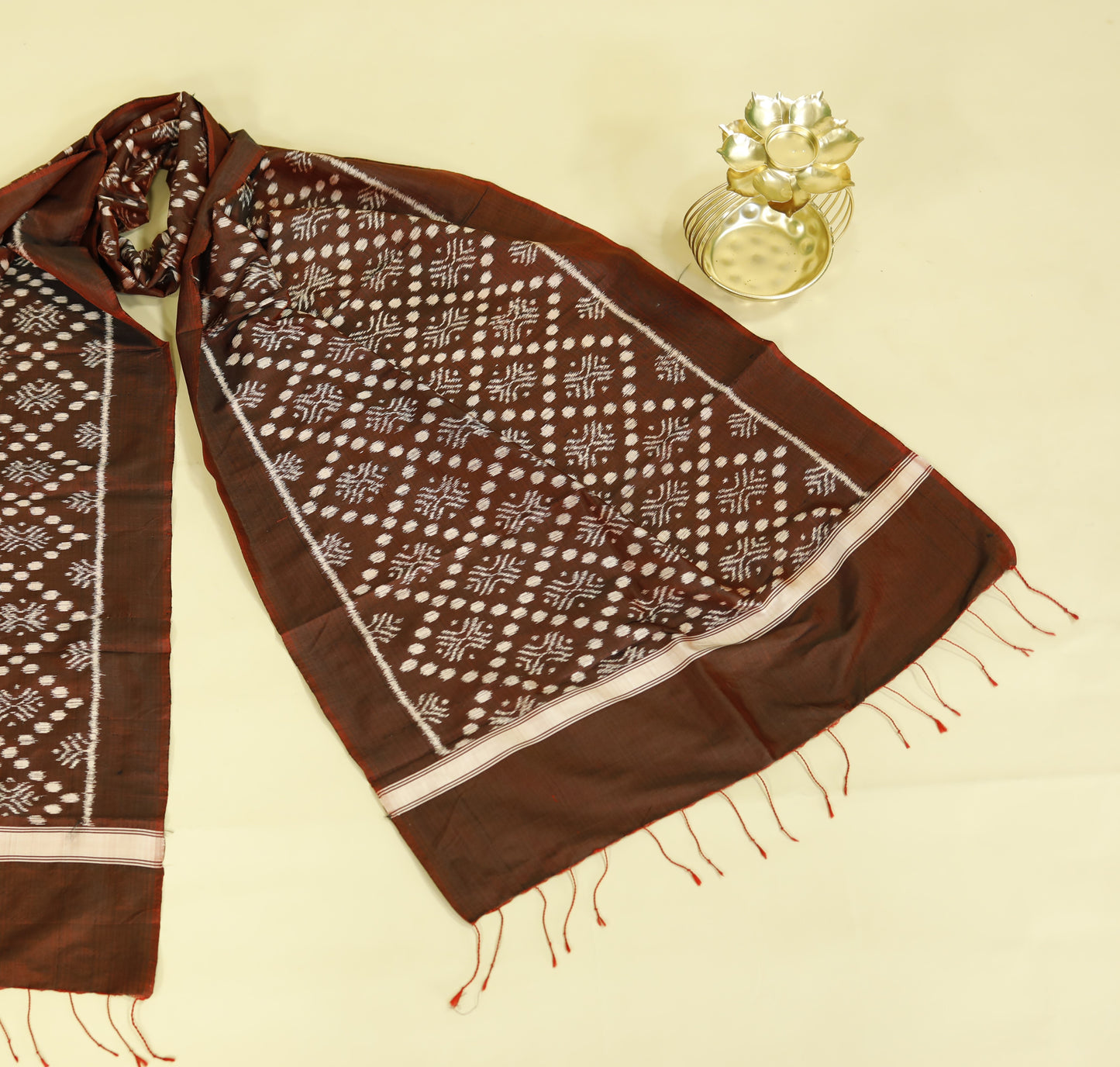 Maroon Mulberry Silk Odisha Ikat Stole
