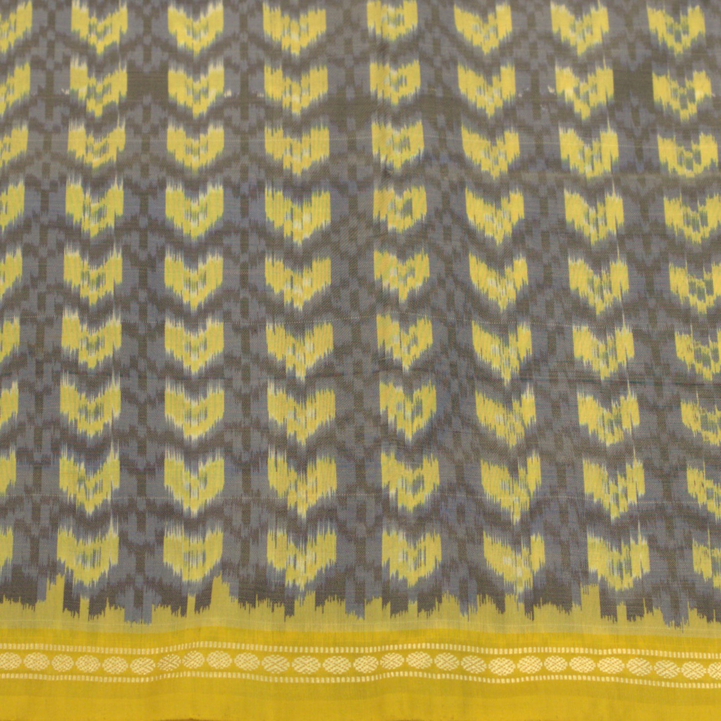 Bibhu Mohapatra Bluish Grey & Yellow Mulberry Silk Pochampally Ikat Saree