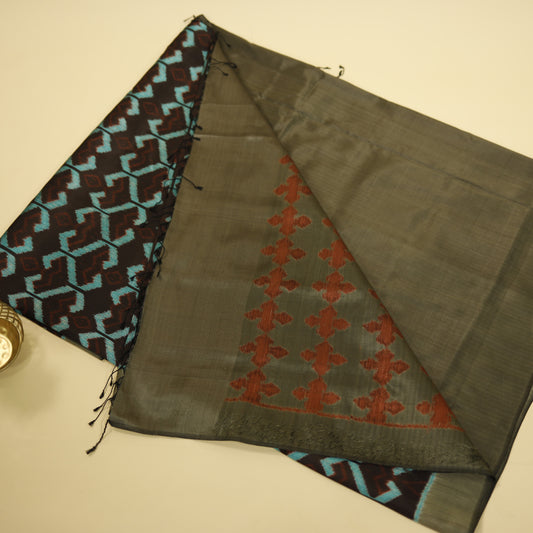 Bibhu Mohapatra Blue & Black Mulberry Silk Odisha Ikat Saree