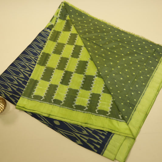 Bibhu Mohapatra Navy Blue & Lime Green Mulberry Silk Odisha Ikat Saree