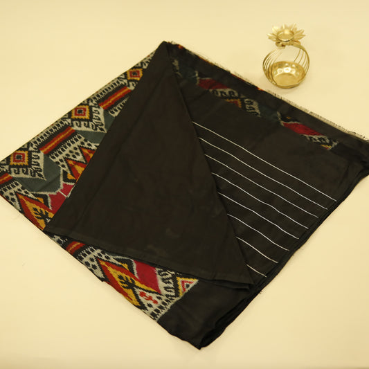 Iron Grey & Black  Mulberry Silk Pochampally Ikat