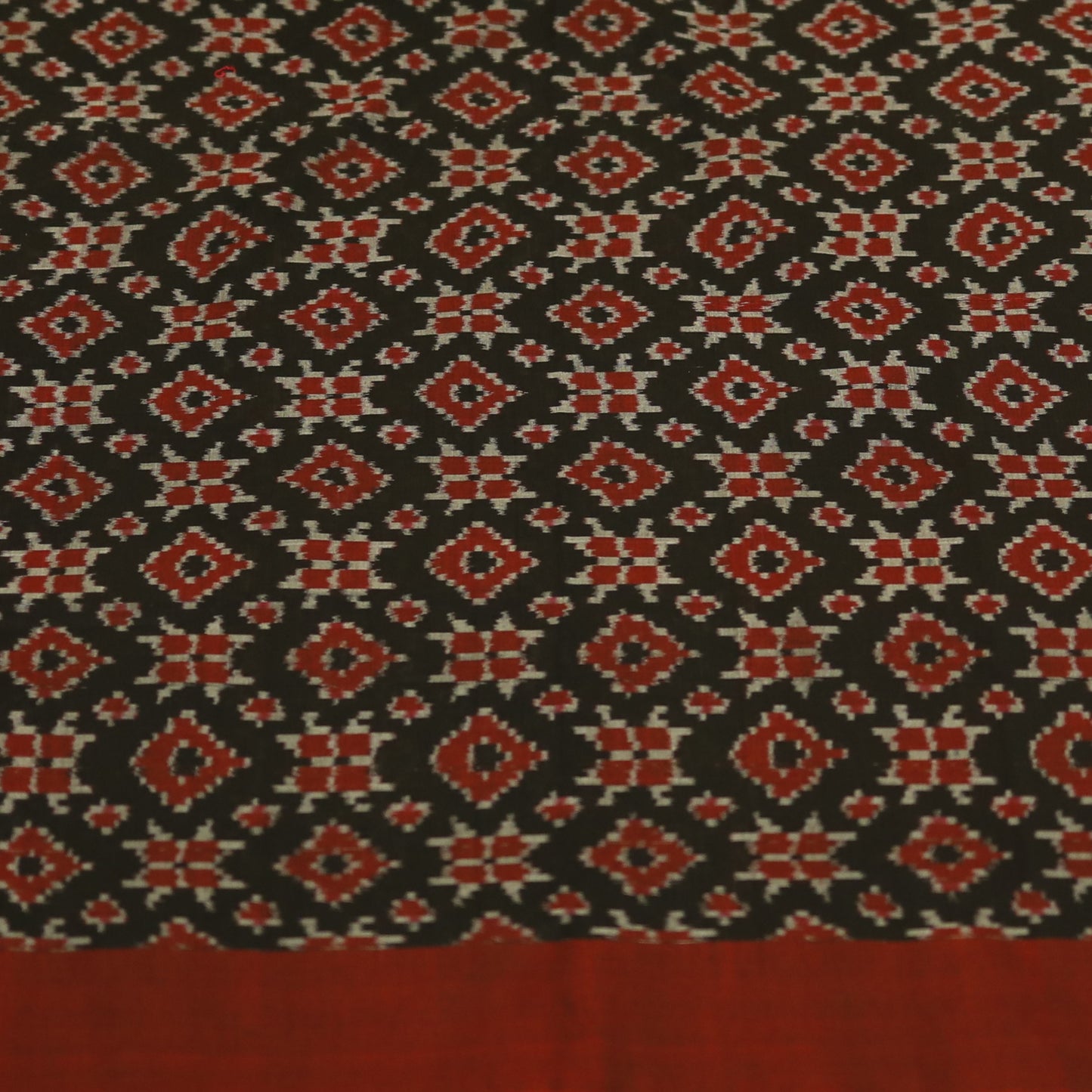 Black & Maroon Cotton Telia Rumal Ikat Saree