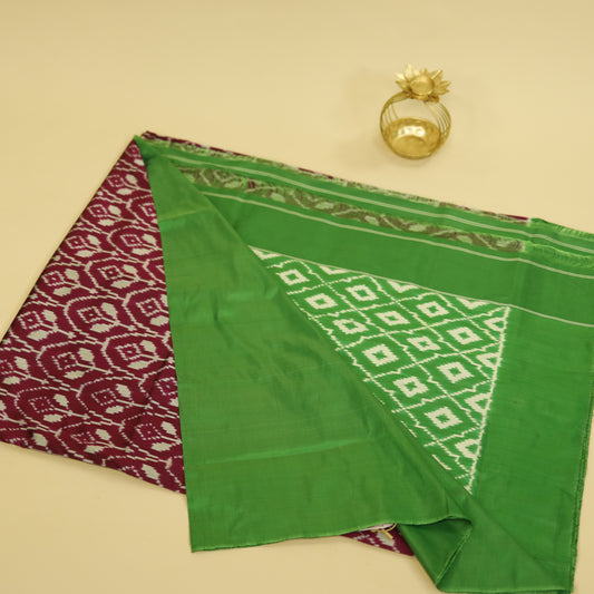 Purple & Green Mulberry Silk Pochampally Ikat Saree