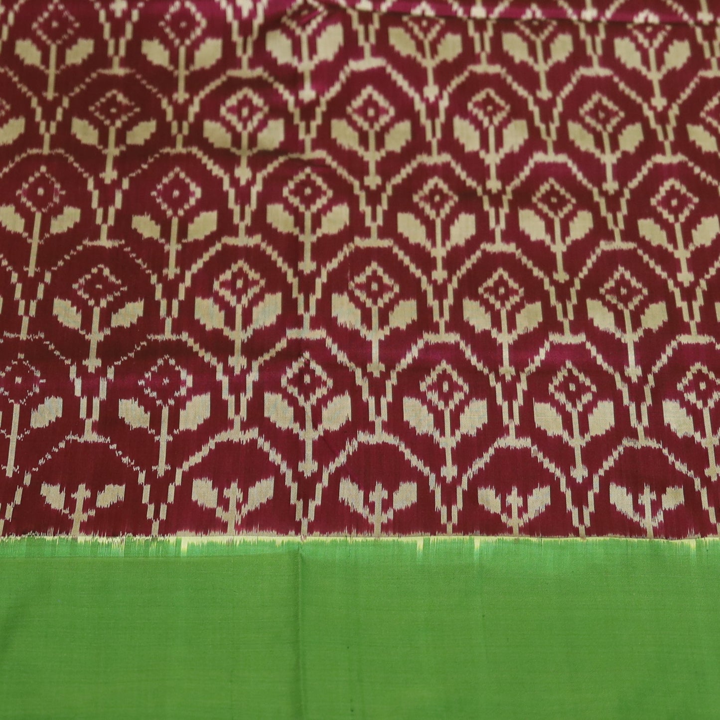 Purple & Green Mulberry Silk Pochampally Ikat Saree