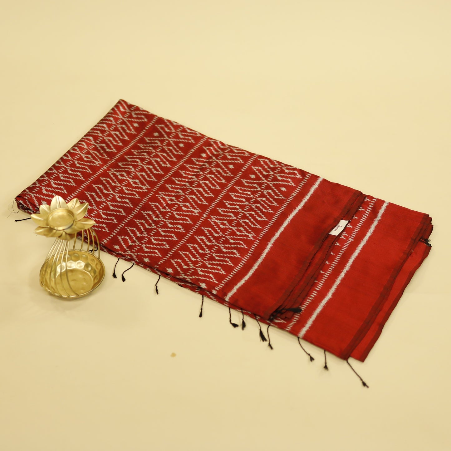 Maroon Mulberry Silk Odisha Ikat Saree
