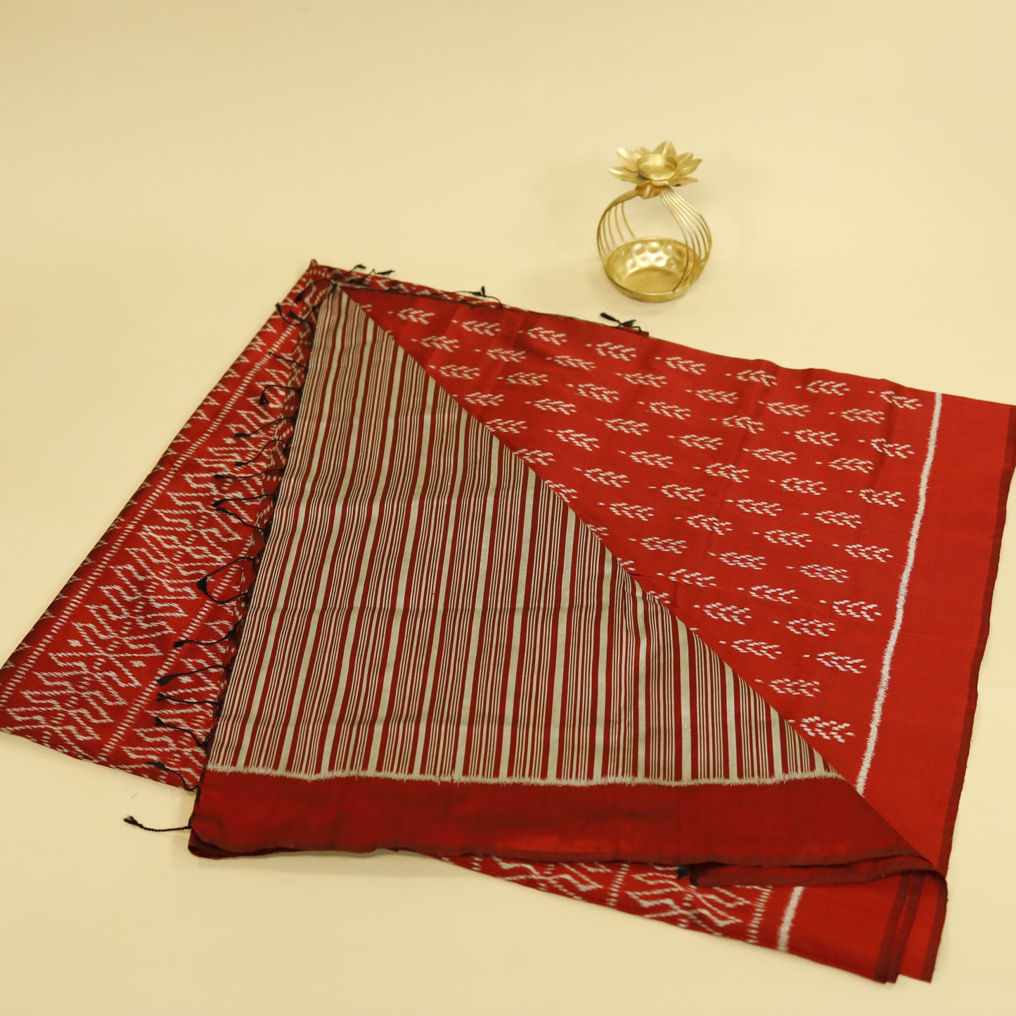 Maroon Mulberry Silk Odisha Ikat Saree