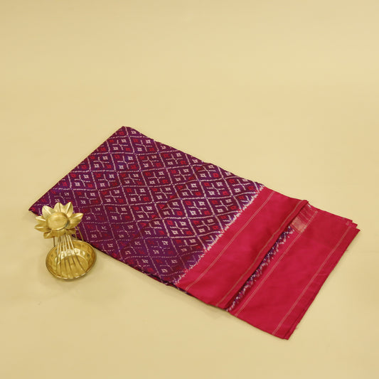 Purple & Rani Pink Mulberry Silk Pochampally Ikat Saree