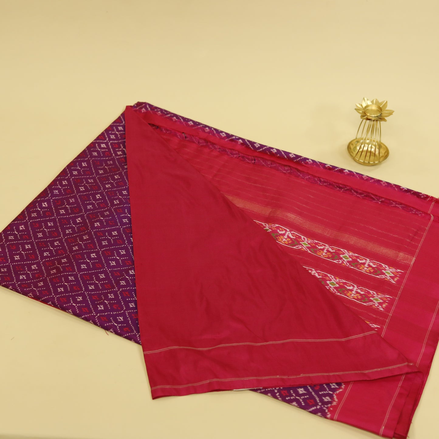 Purple & Rani Pink Mulberry Silk Pochampally Ikat Saree