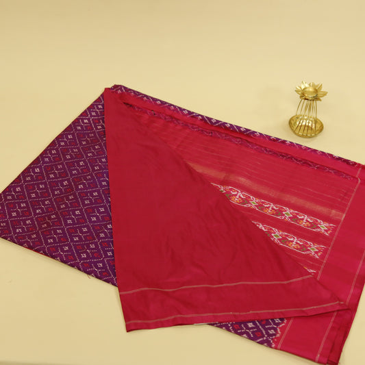 Purple & Rani Pink Mulberry Silk Pochampally Ikat Saree