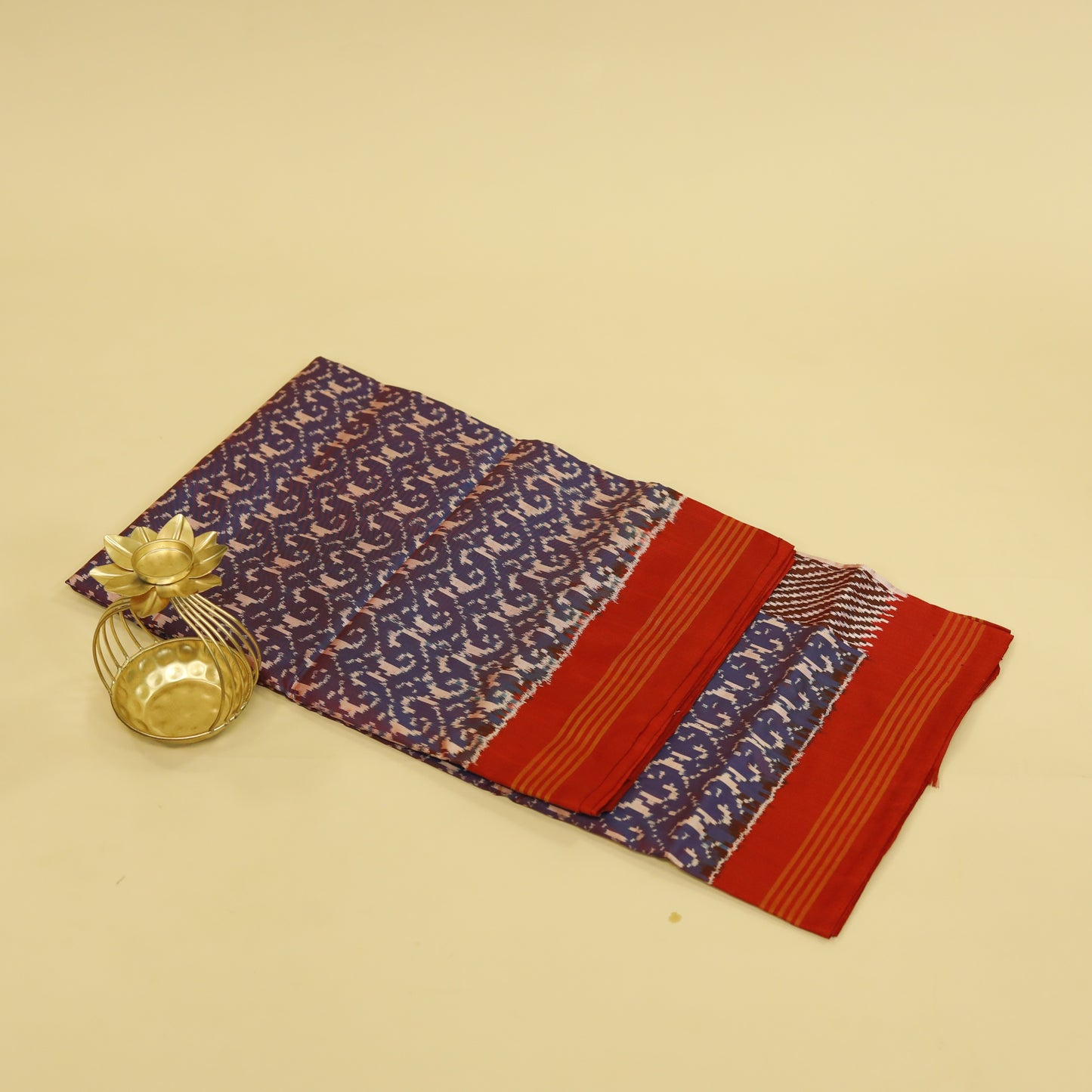 Blue & Red Dual Tone Mulberry Silk Pochampally Ikat Saree
