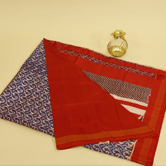 Blue & Red Dual Tone Mulberry Silk Pochampally Ikat Saree