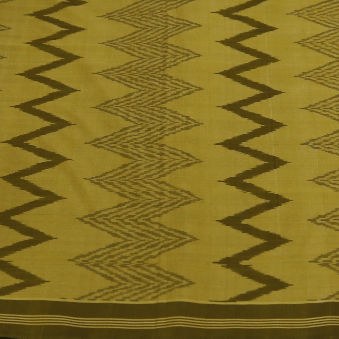 Dark Ochre Yellow Cotton Pochampally Ikat Saree