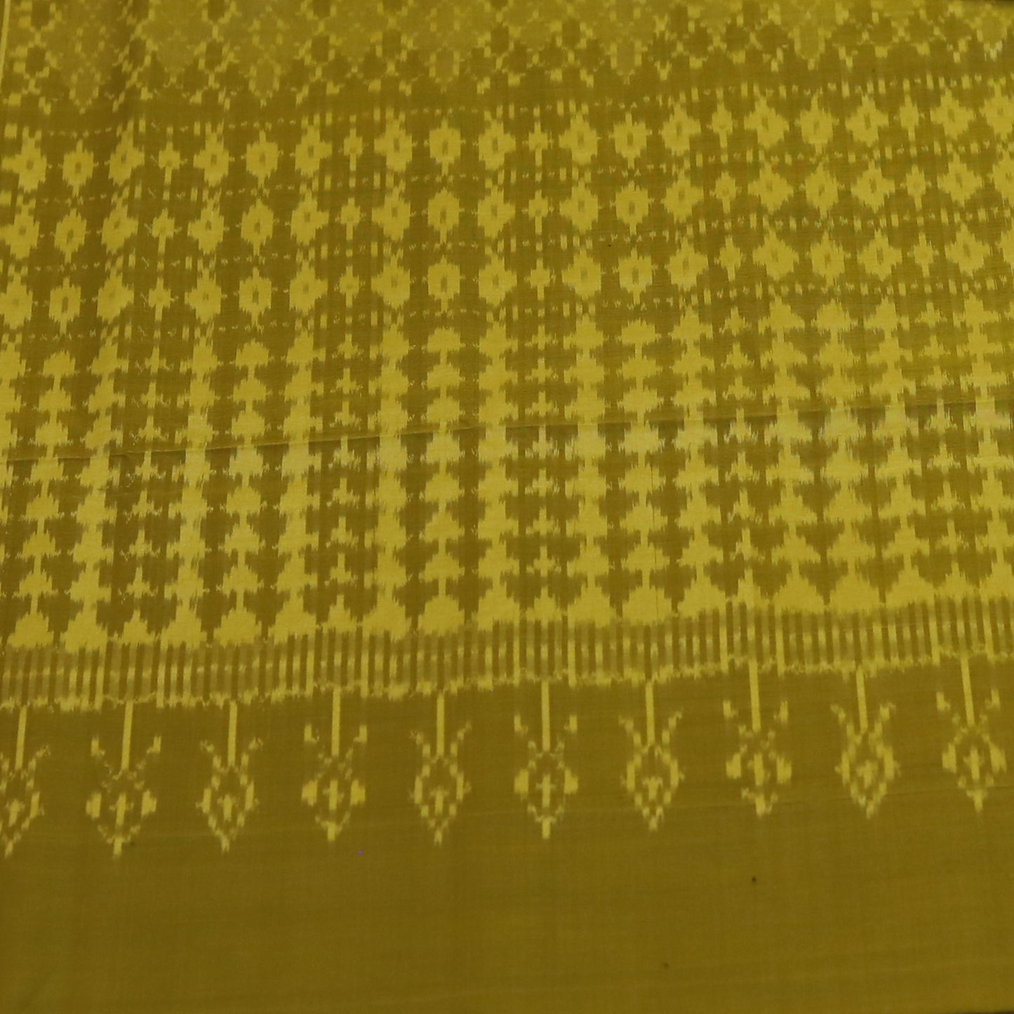 Dark Ochre Yellow Cotton Pochampally Ikat Saree