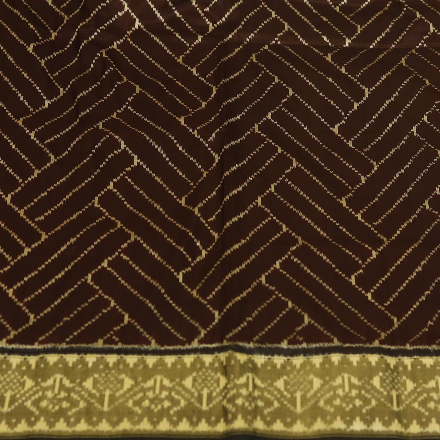 Dark Burgundy & Dark Grey Mulberry Silk Pochampally Ikat