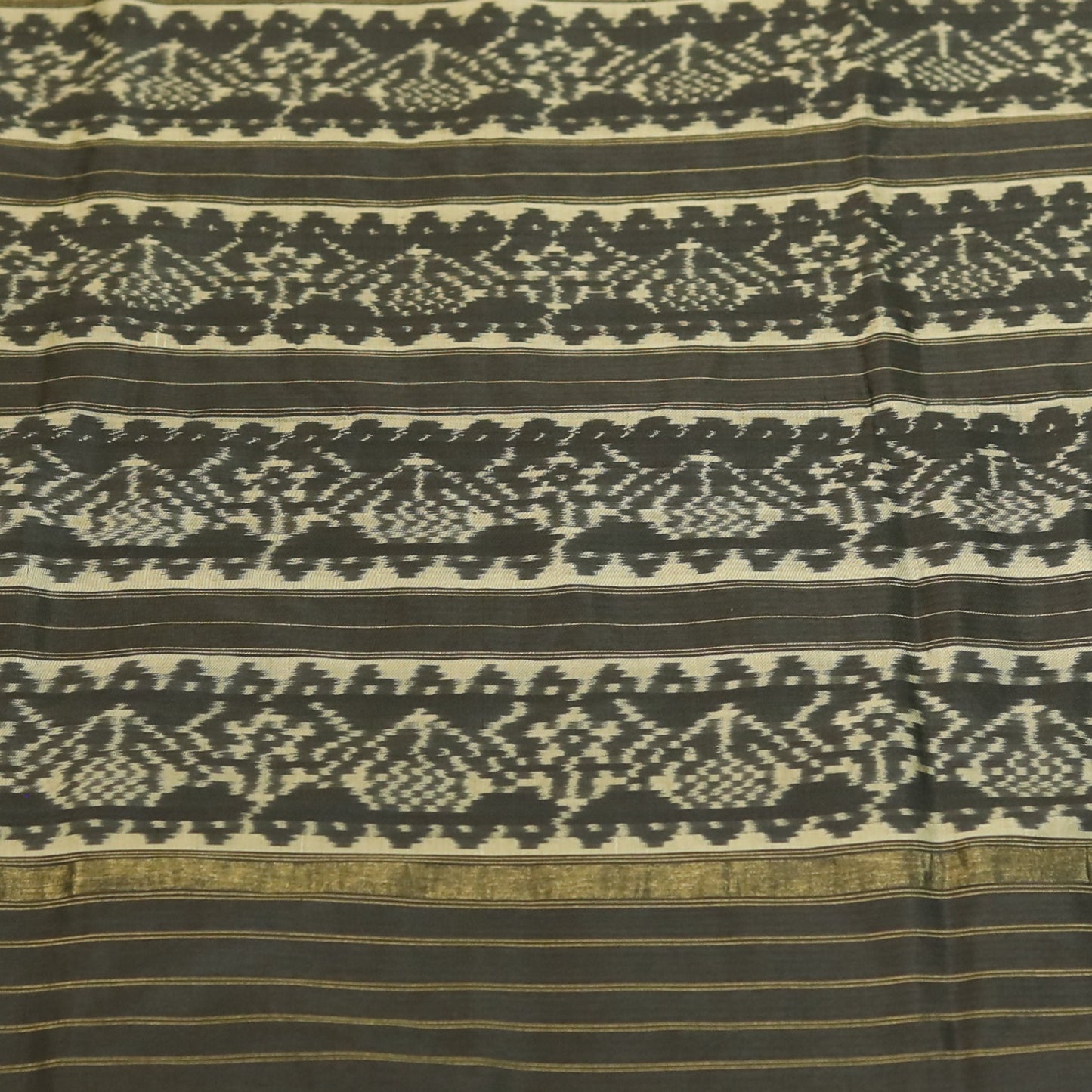 Dark Burgundy & Dark Grey Mulberry Silk Pochampally Ikat