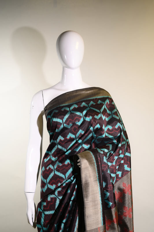 Bibhu Mohapatra Blue & Black Mulberry Silk Odisha Ikat Saree
