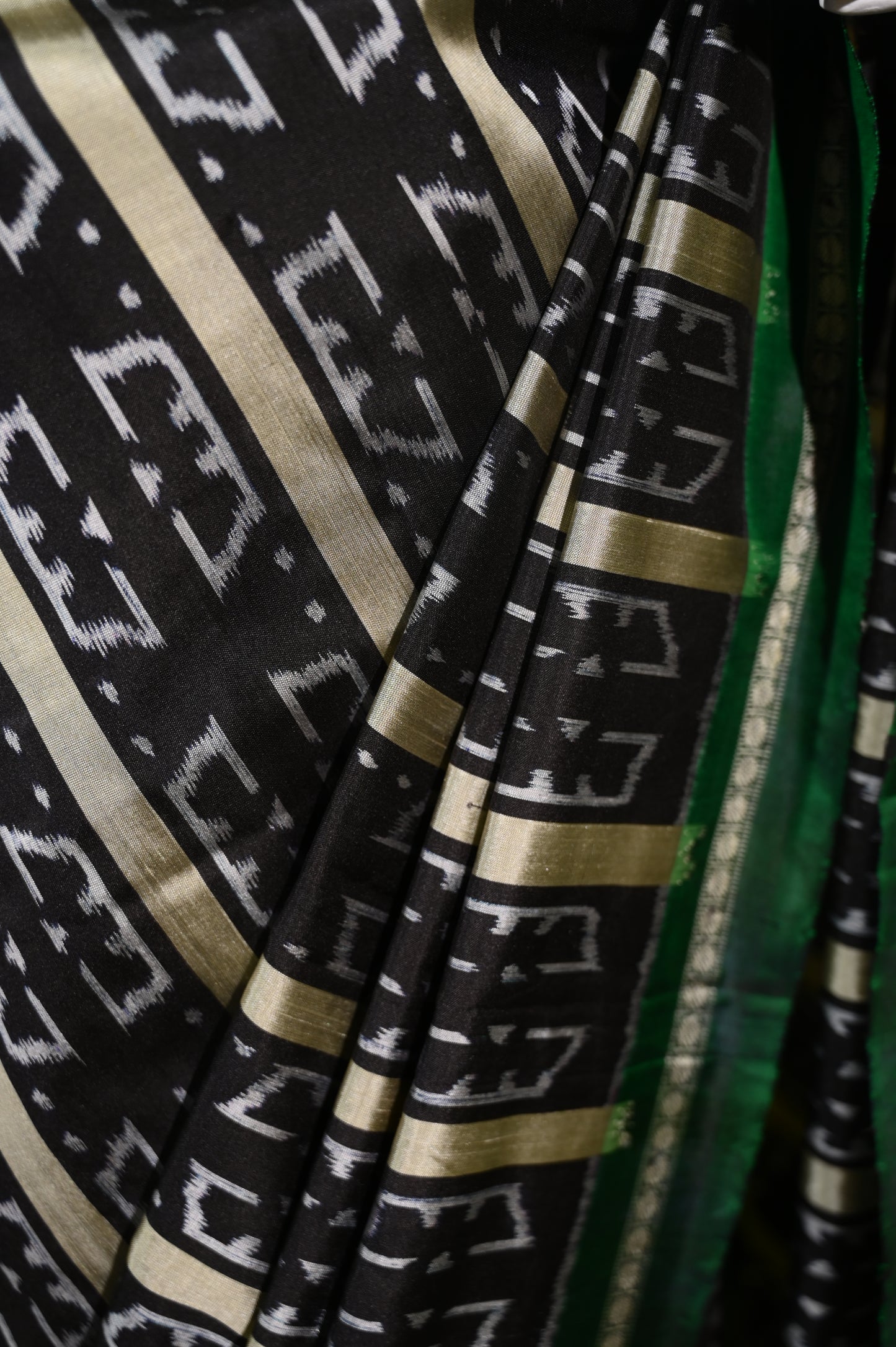 Bibhu Mohapatra Green & Black Mulberry Silk Odisha Ikat Saree