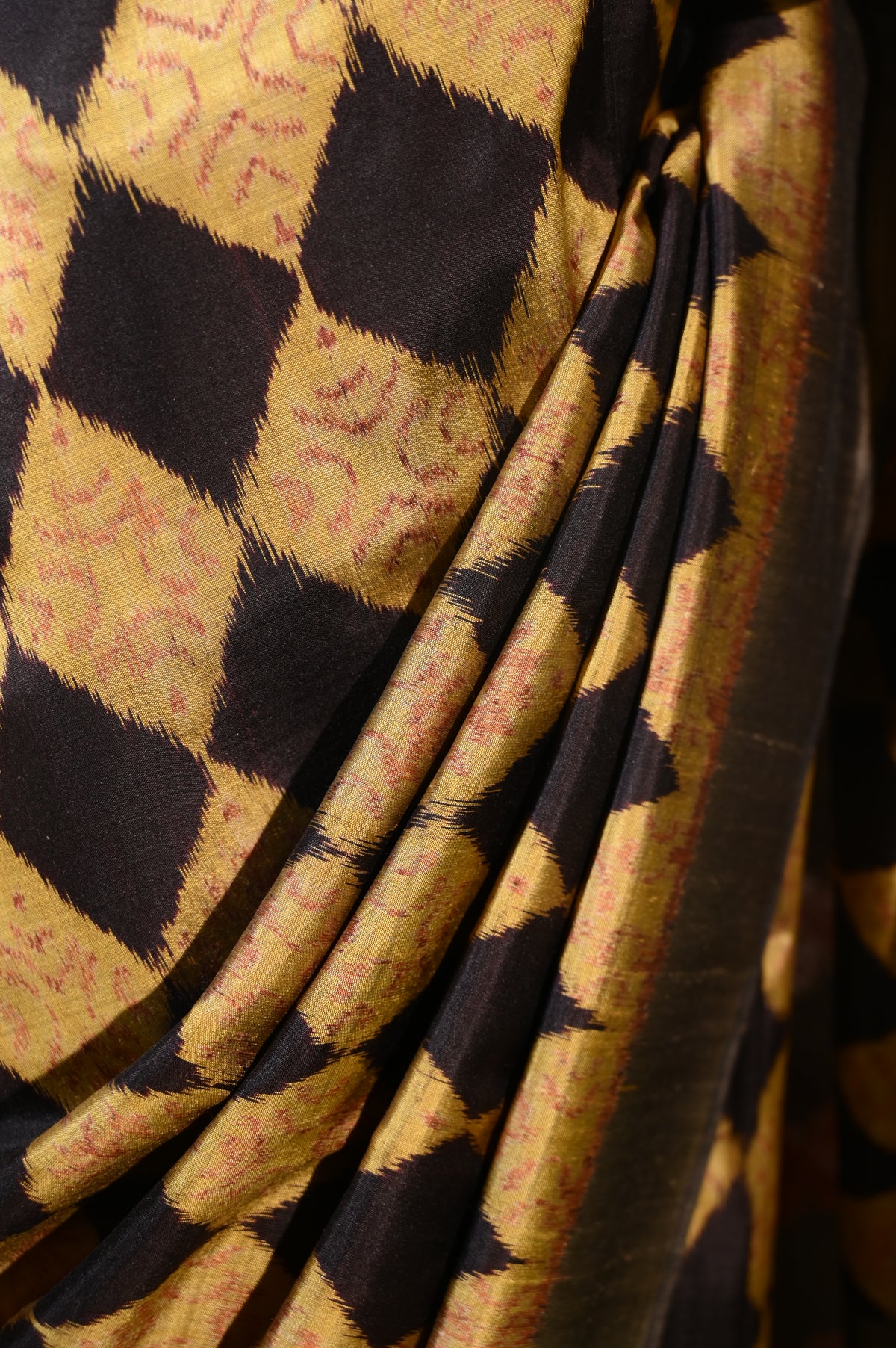 Bibhu Mohapatra Golden & Black Mulberry Silk Odisha Ikat Saree