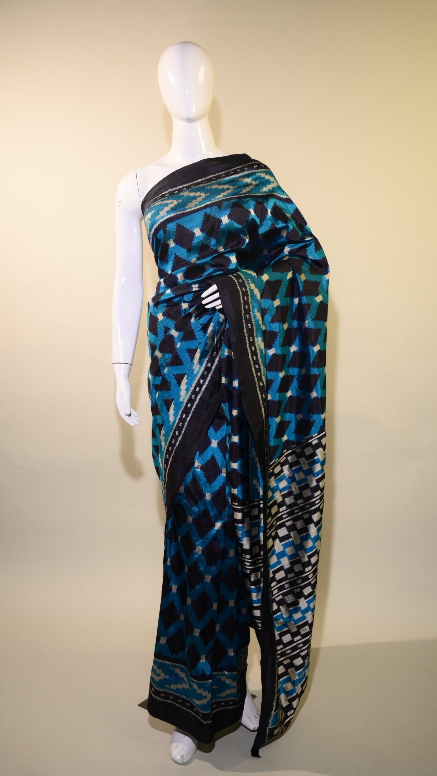 Bibhu Mohapatra Dual Shade Blue & Silver Mulberry Silk Odisha Ikat Saree