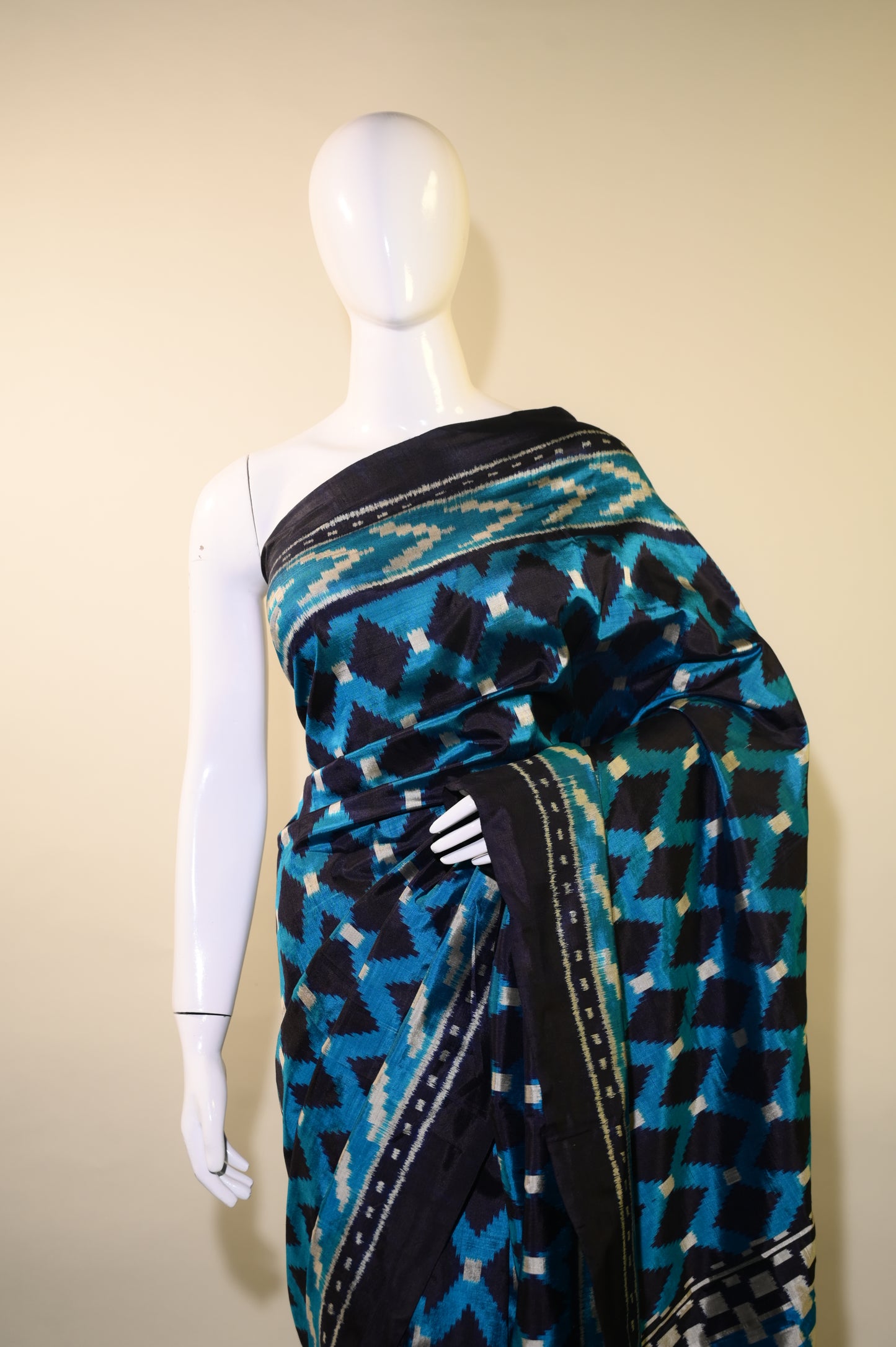 Bibhu Mohapatra Dual Shade Blue & Silver Mulberry Silk Odisha Ikat Saree