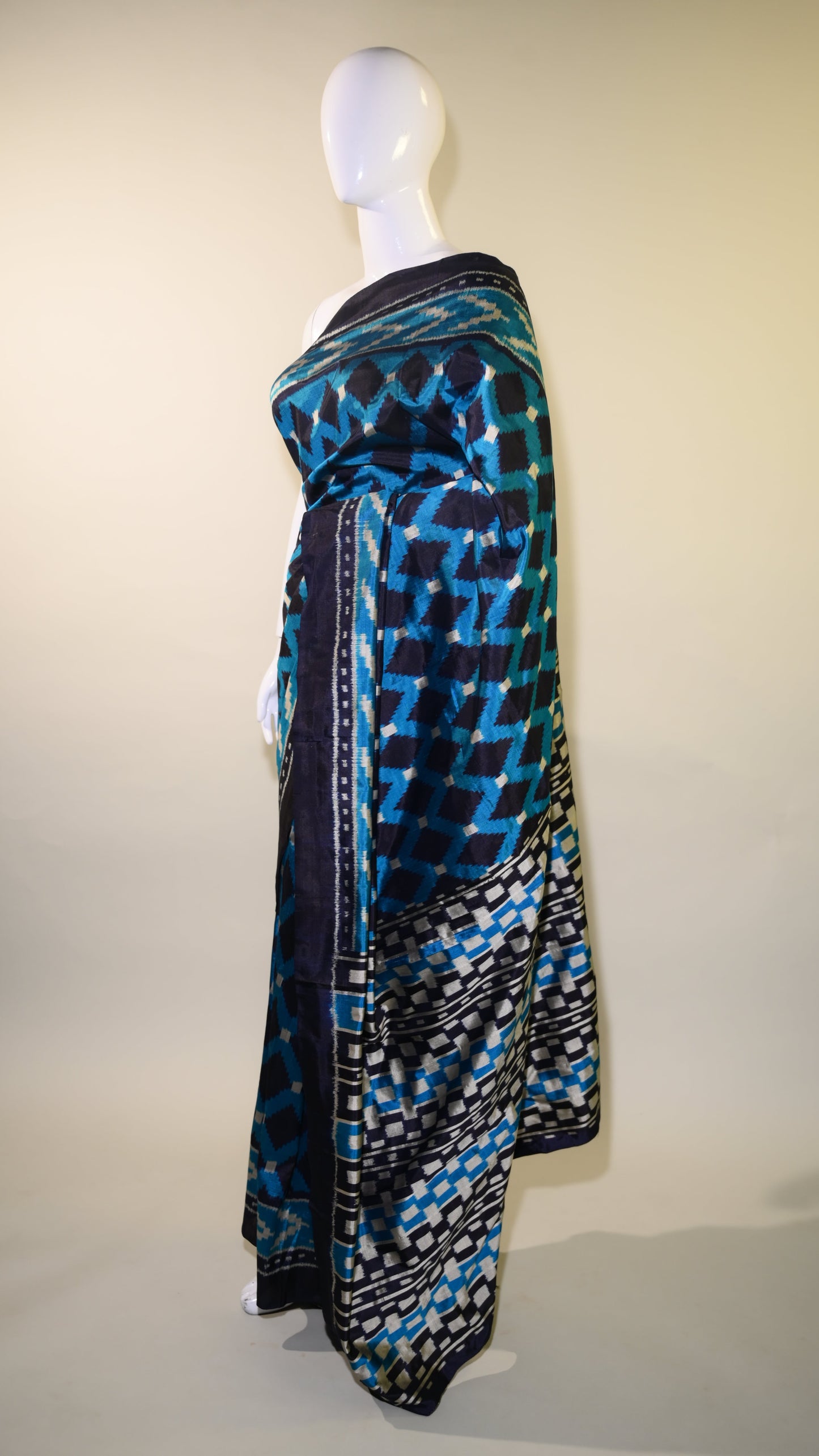 Bibhu Mohapatra Dual Shade Blue & Silver Mulberry Silk Odisha Ikat Saree
