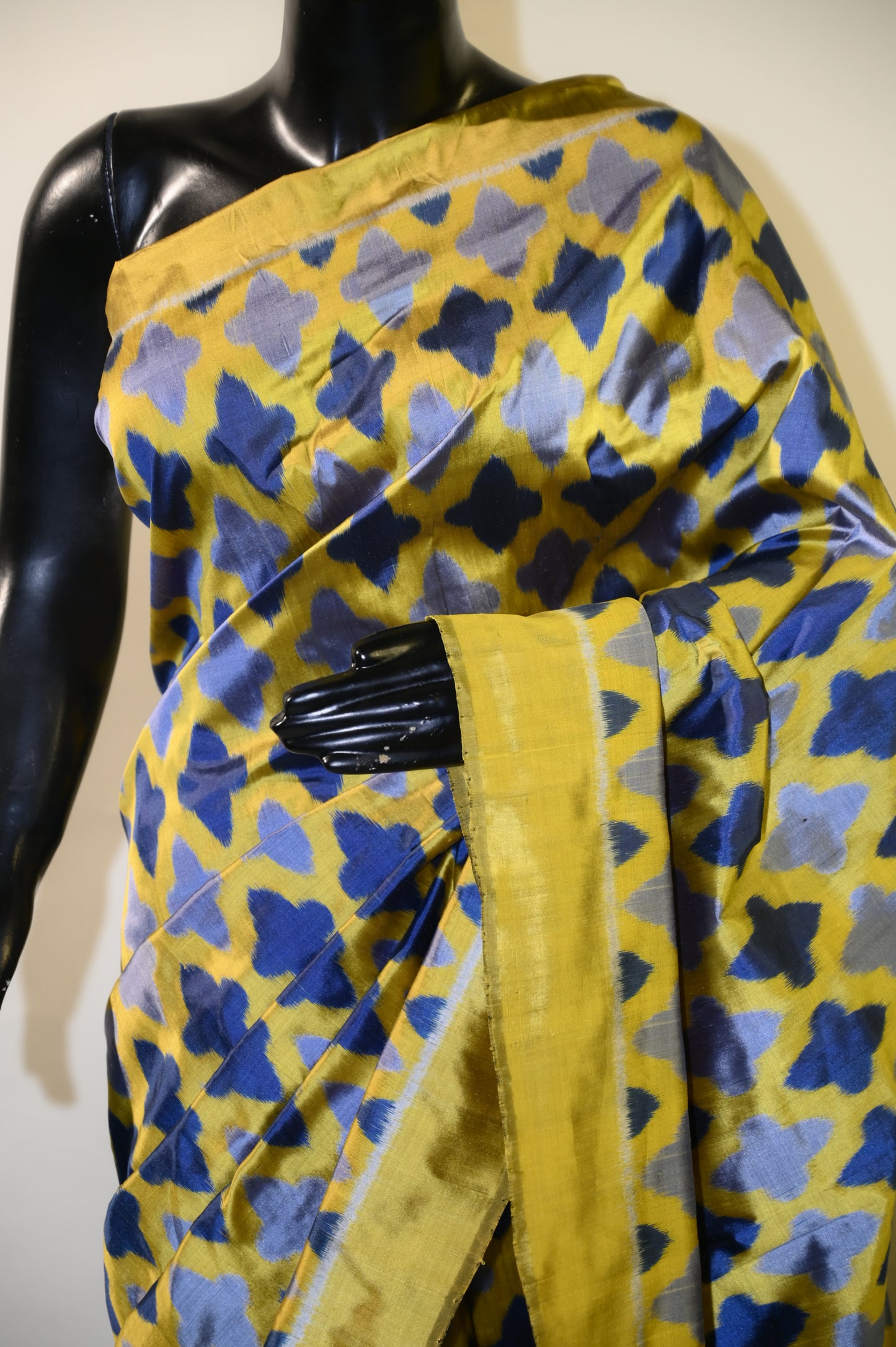 Bibhu Mohapatra Bright Yellow & Blue Mulberry Silk Odisha Ikat Saree