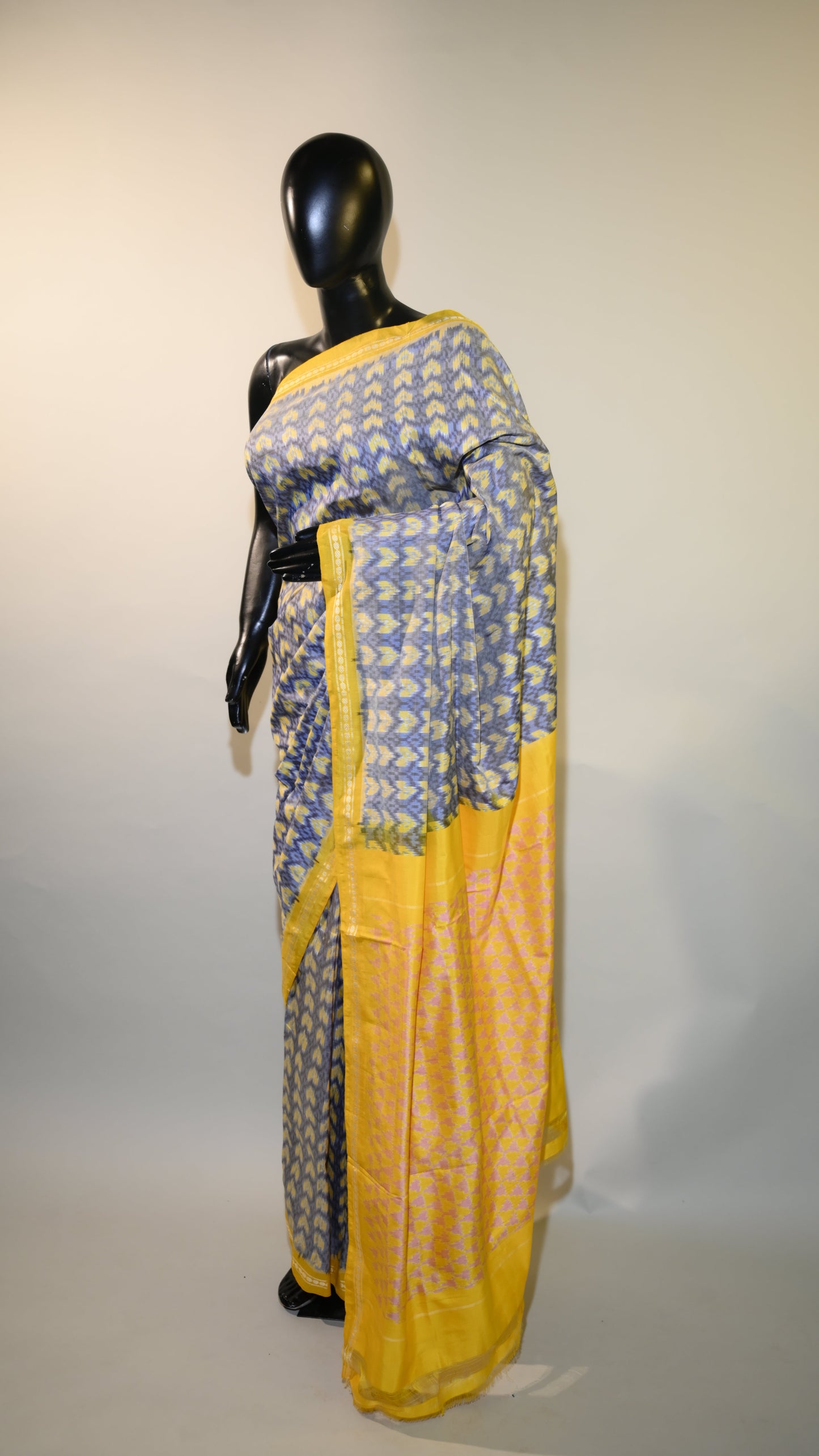 Bibhu Mohapatra Blue & Yellow Mulberry Silk Pochampally Ikat Saree