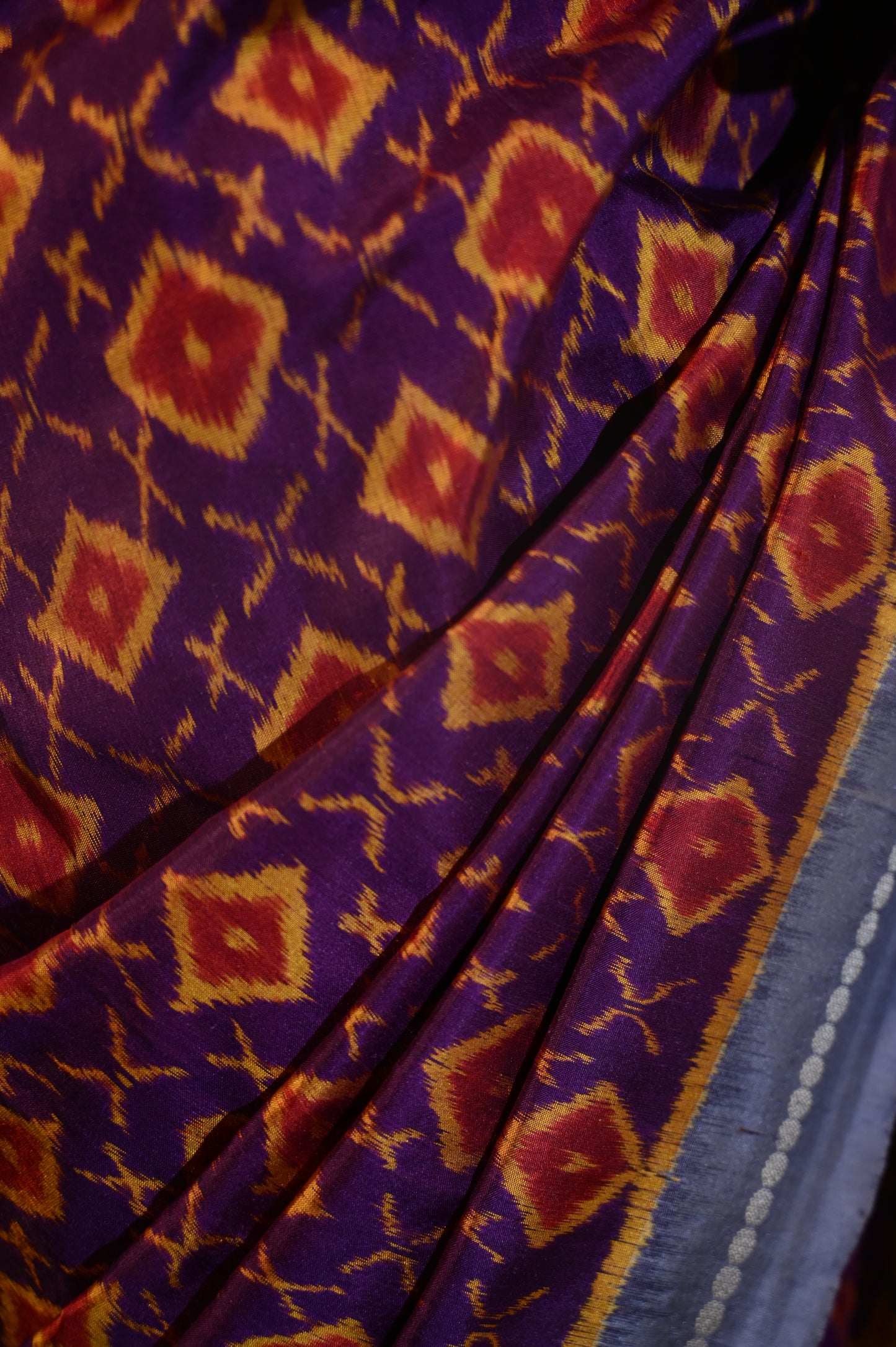 Bibhu Mohapatra Dark Purple & Orange Mulberry Silk Odisha Ikat Saree