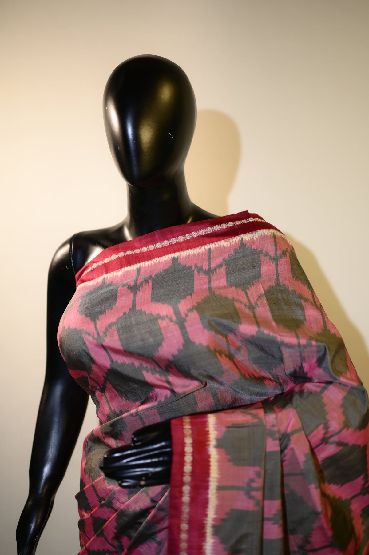 Bibhu Mohapatra Blush Pink & Grey Mulberry Silk Pochampally Ikat Saree
