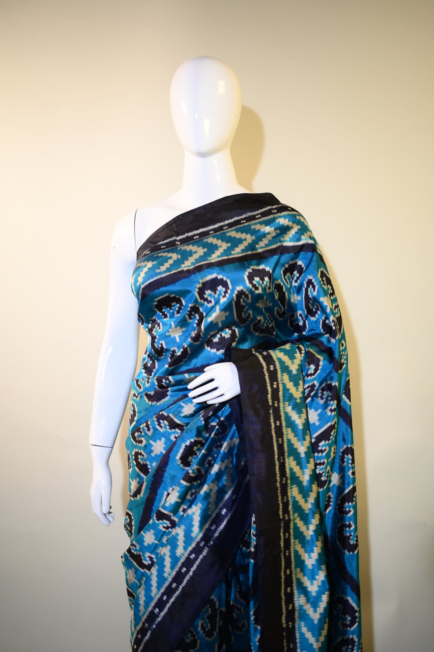 Bibhu Mohapatra Blue & Silver Mulberry Silk Odisha Ikat Saree
