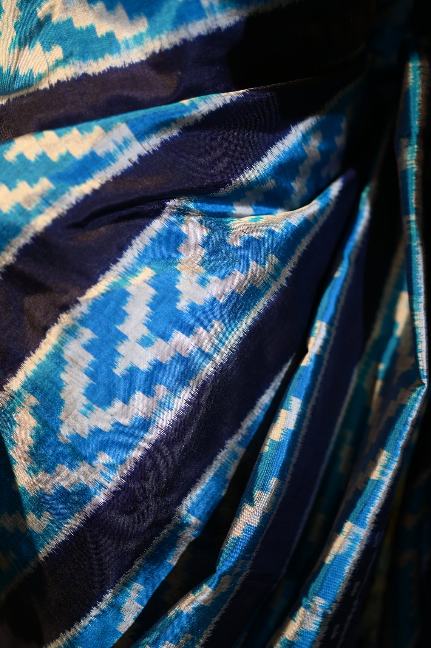 Bibhu Mohapatra Blue Mulberry Silk Odisha Geometric Ikat Saree