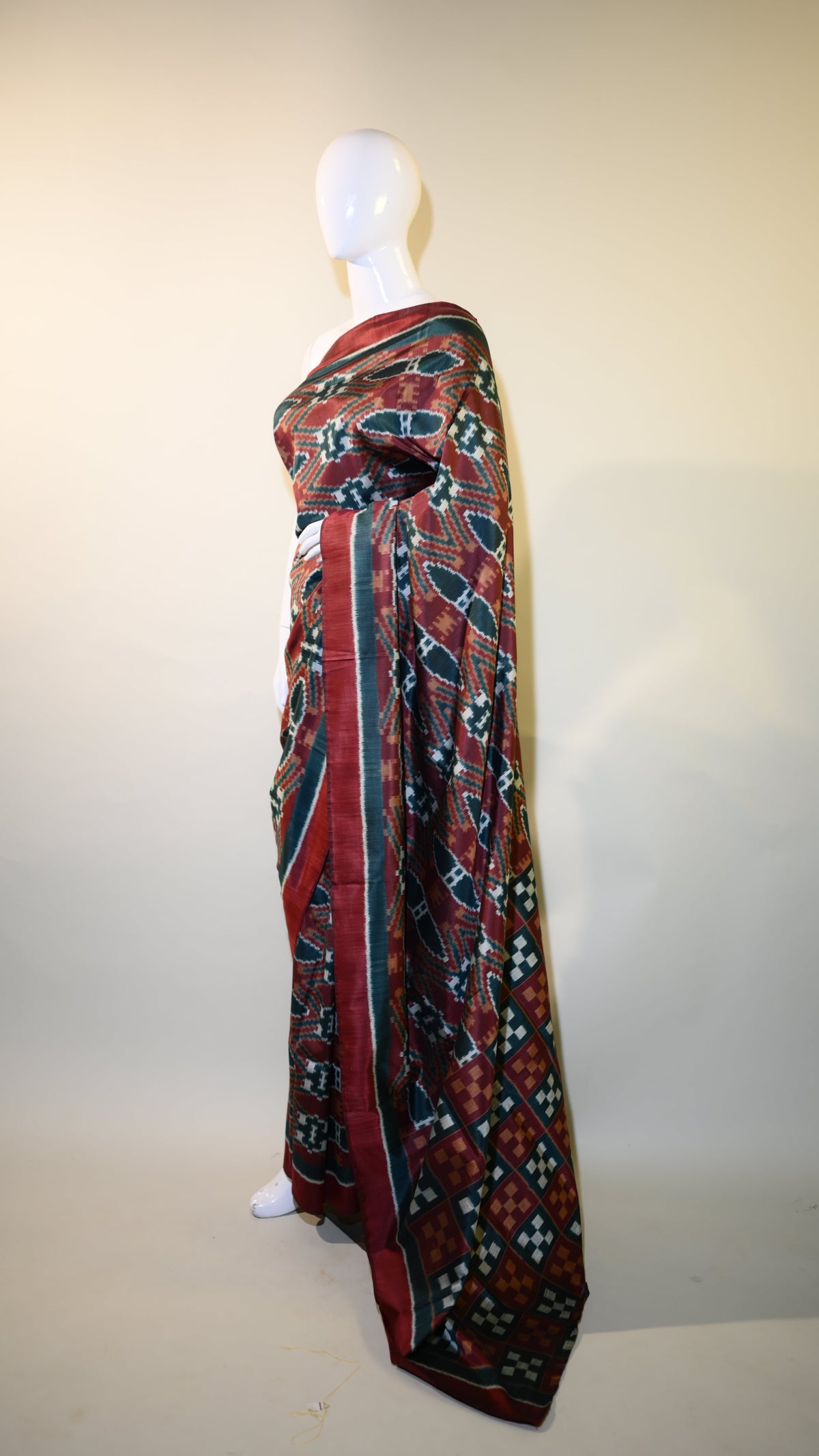 Bibhu Mohapatra Maroon & Blue Mulberry Silk Odisha Ikat Saree